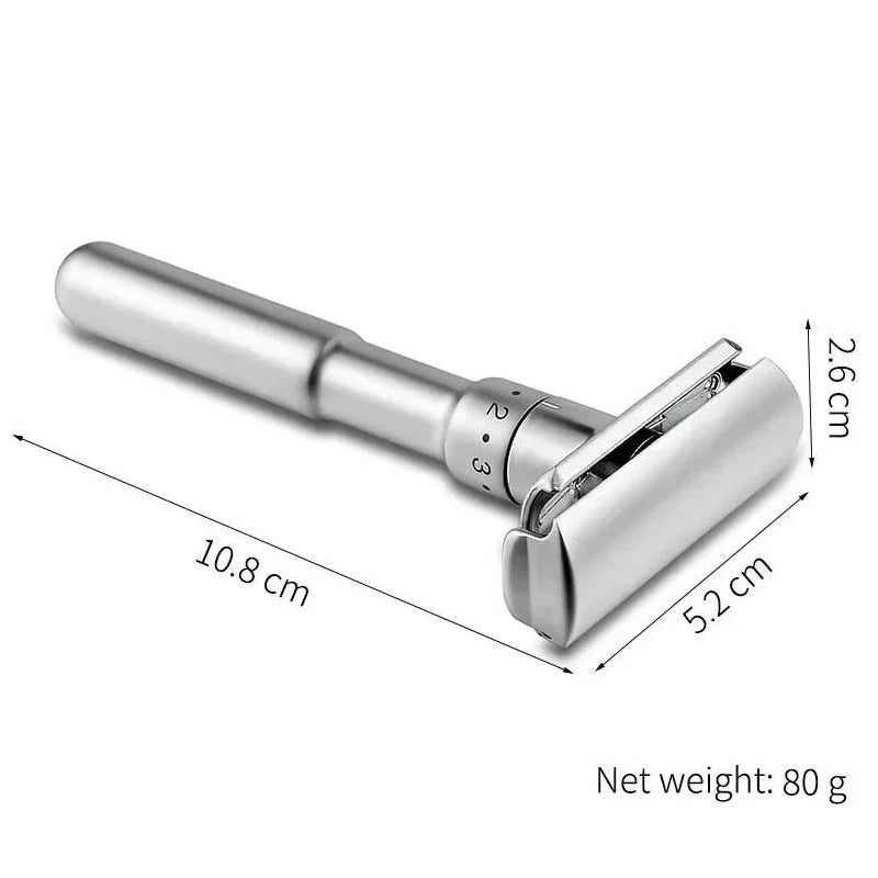 Adjustable Safety Razor 1–6 Settings | Double Edge + 5 Blades