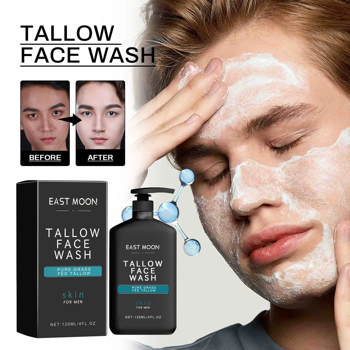 East Moon Men's Facial Cleanser – Oil Control & Pore Care