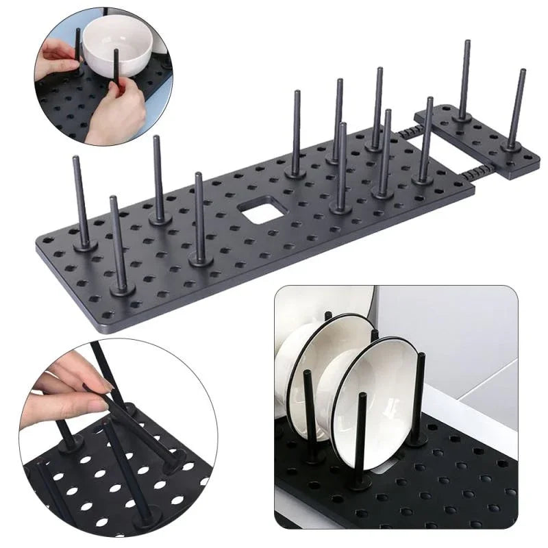 Adjustable Dish Drying Rack & Kitchen Sink Organizer Shelf