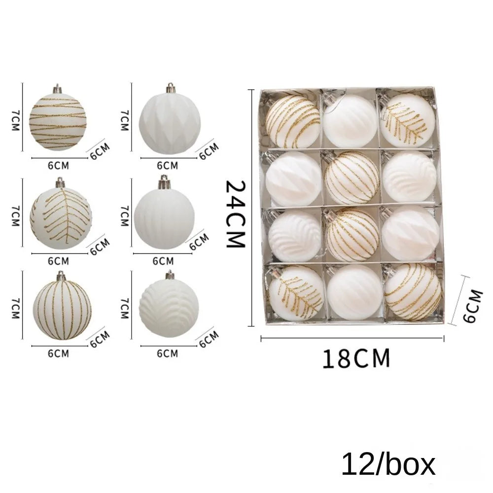 12-Pack Velvet Christmas Ball Ornaments – Gift Box Pendants