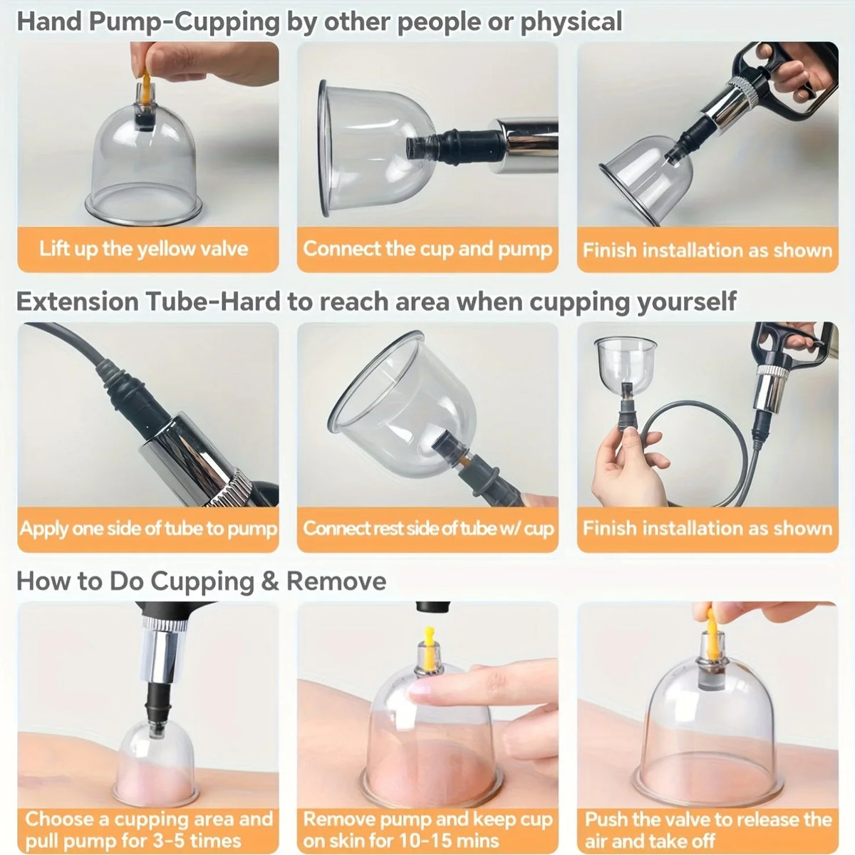Cupping Therapy Massage Set – Vacuum Cups, Hand Pump & Manual