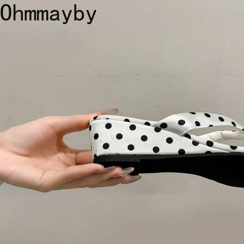 Women's Polka Dot Wedge Slippers – Summer Clip Toe Slides