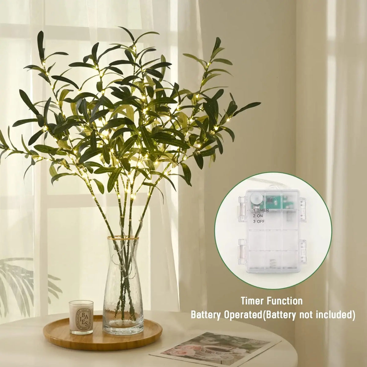 Lighted Artificial Olive Branches for Vases & Centerpieces