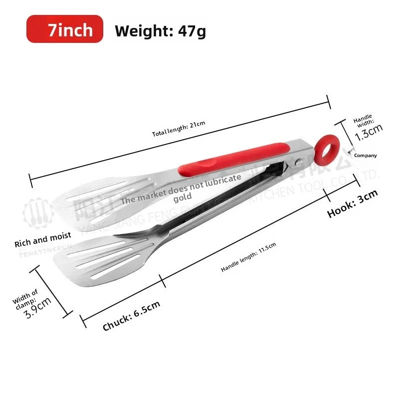 7-Inch Stainless Steel Slotted Food Tongs – BBQ & Kitchen