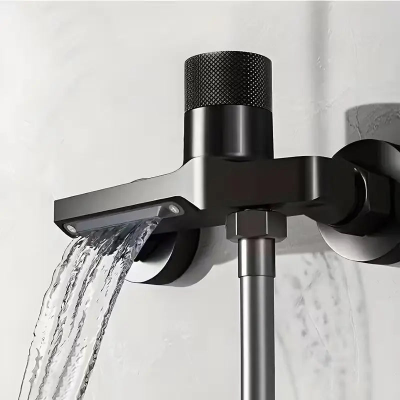 Matte Black Wall-Mounted Bathtub Shower Mixer Faucet