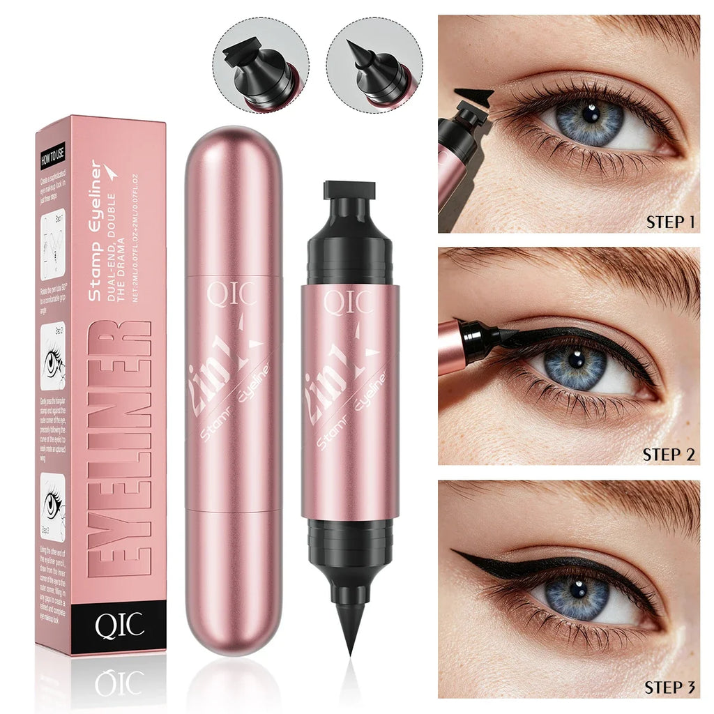 QIC 2-in-1 Stamp Eyeliner – Waterproof Quick-Dry Liquid Liner