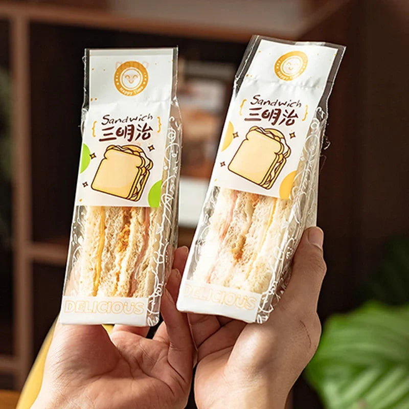 100 Pcs Disposable Triangle Sandwich Wrappers | Bread Bags