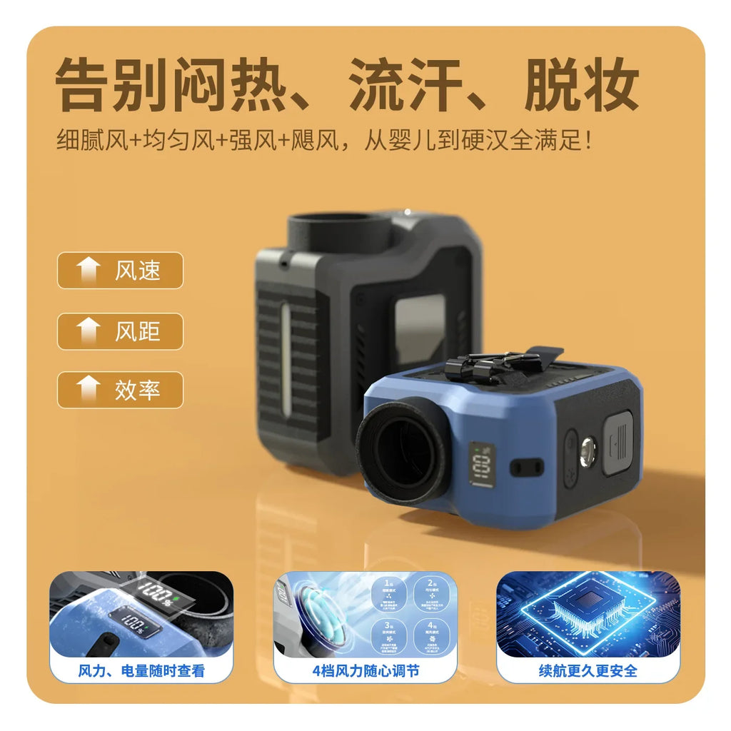 URGGU 10000mAh Portable Neck & Waist Fan – 4-Speed USB