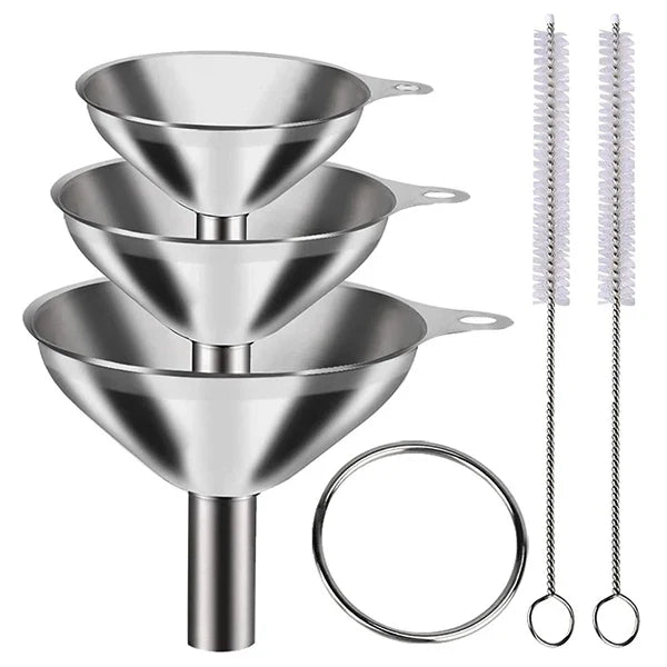 Stainless Steel Kitchen Funnels Set – 3/5 Pcs Food Grade