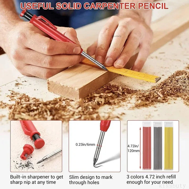Carpenter Mechanical Pencil & Sharpener – 2.8mm 3 Color Refills