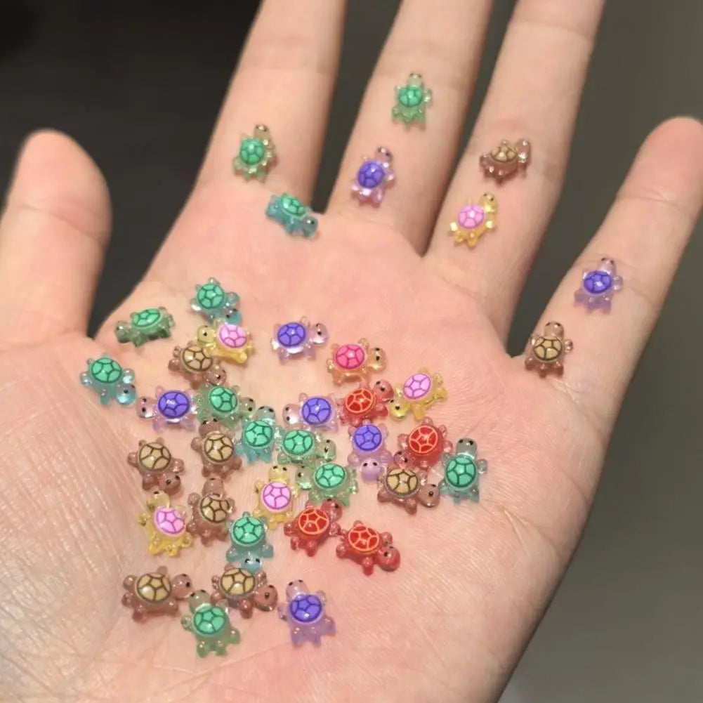 100-Pc 3D Resin Turtle Nail Charms – DIY Craft Decorations