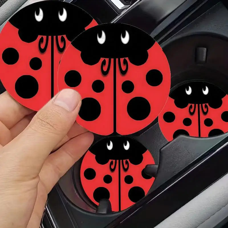 Ladybug Silicone Car Cup Coasters – Non-Slip Set of 2
