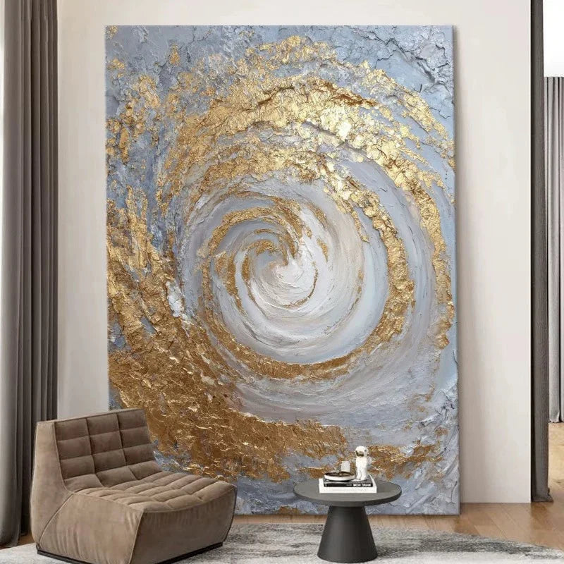 Nordic Abstract Gold Foil Hand-Painted Oil Painting Wall Art