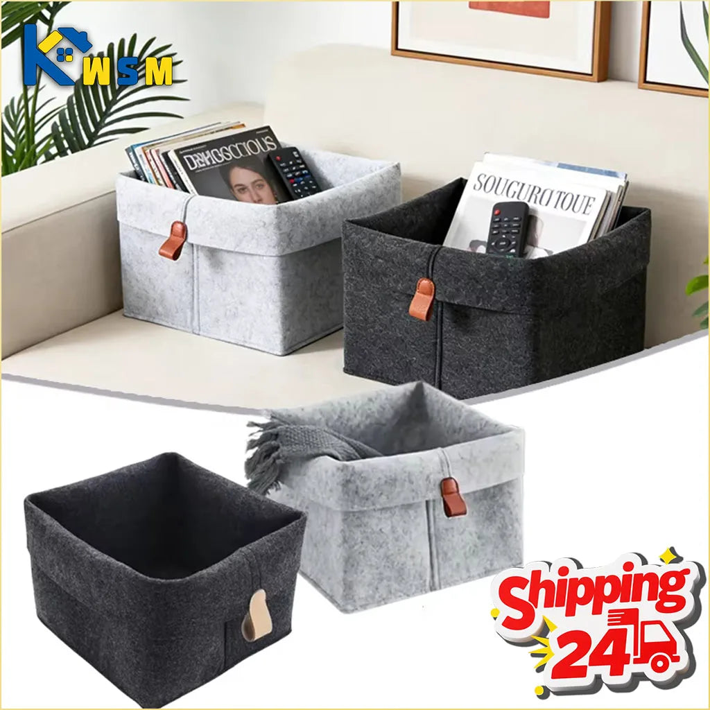 Foldable Felt Storage Basket – Desktop & Home Organizer 1–5 PCS