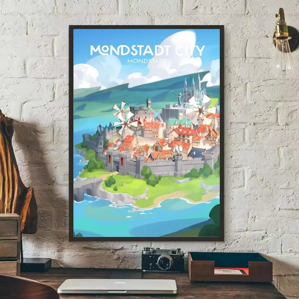 Genshin Impact Map Wall Poster Sticker – HD Game Room Decor