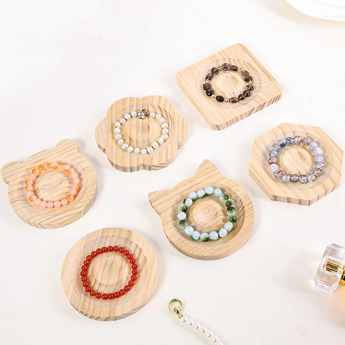 Wooden Jewelry Display Tray Bracelet Bead Decoration Rack Handicraft
