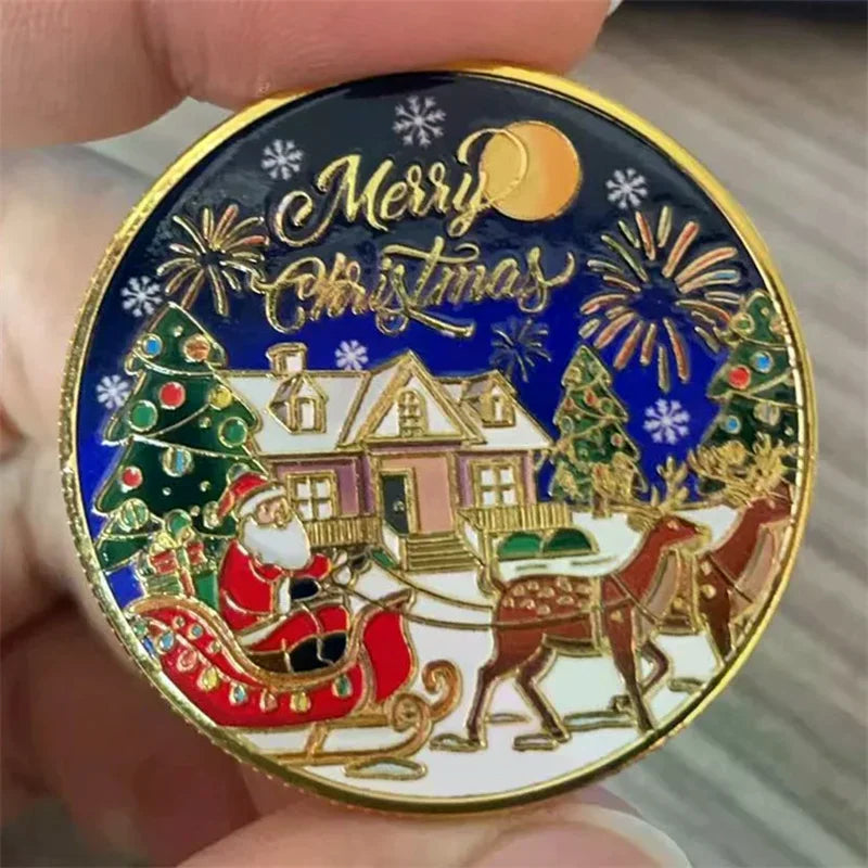 Merry Christmas Gold Metal Commemorative Coin | Holiday Gift