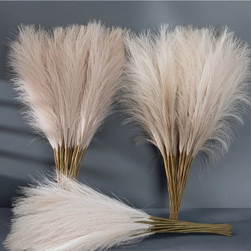10-Piece Faux Pampas Grass Stems – Boho Farmhouse Vase Decor