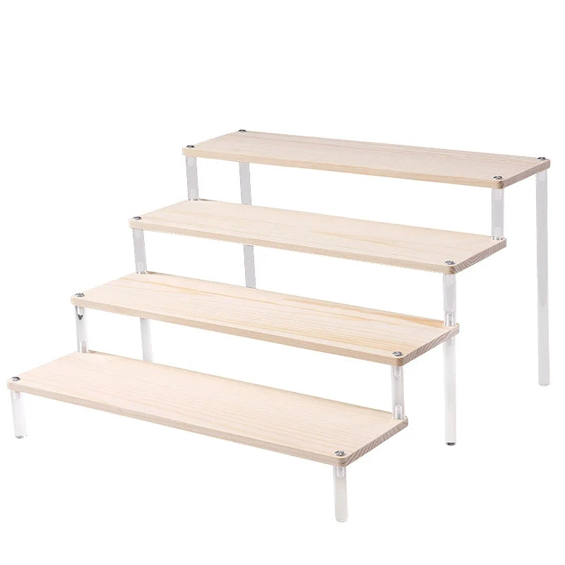 Wooden Multi-Layer Step Display Stand for Figures & Blind Box