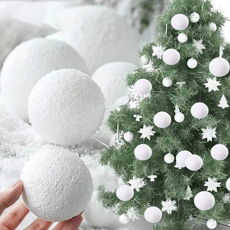 White Foam Christmas Ornaments Elegant Hanging Snowball Decorations
