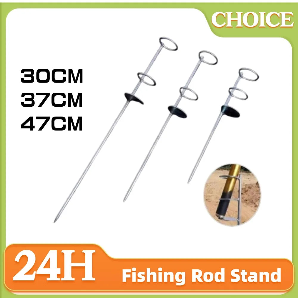 Stainless Steel Fishing Rod Holder Ground Plug Stand 30/37/47cm