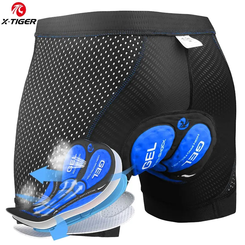 X-TIGER Men's 5D Gel Padded Cycling Shorts – MTB Underwear