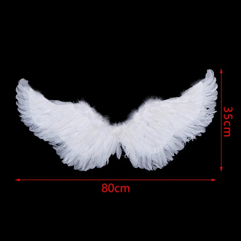 Kids Adult Party Swallow White Angel Feather Wings Halo Magic Wands