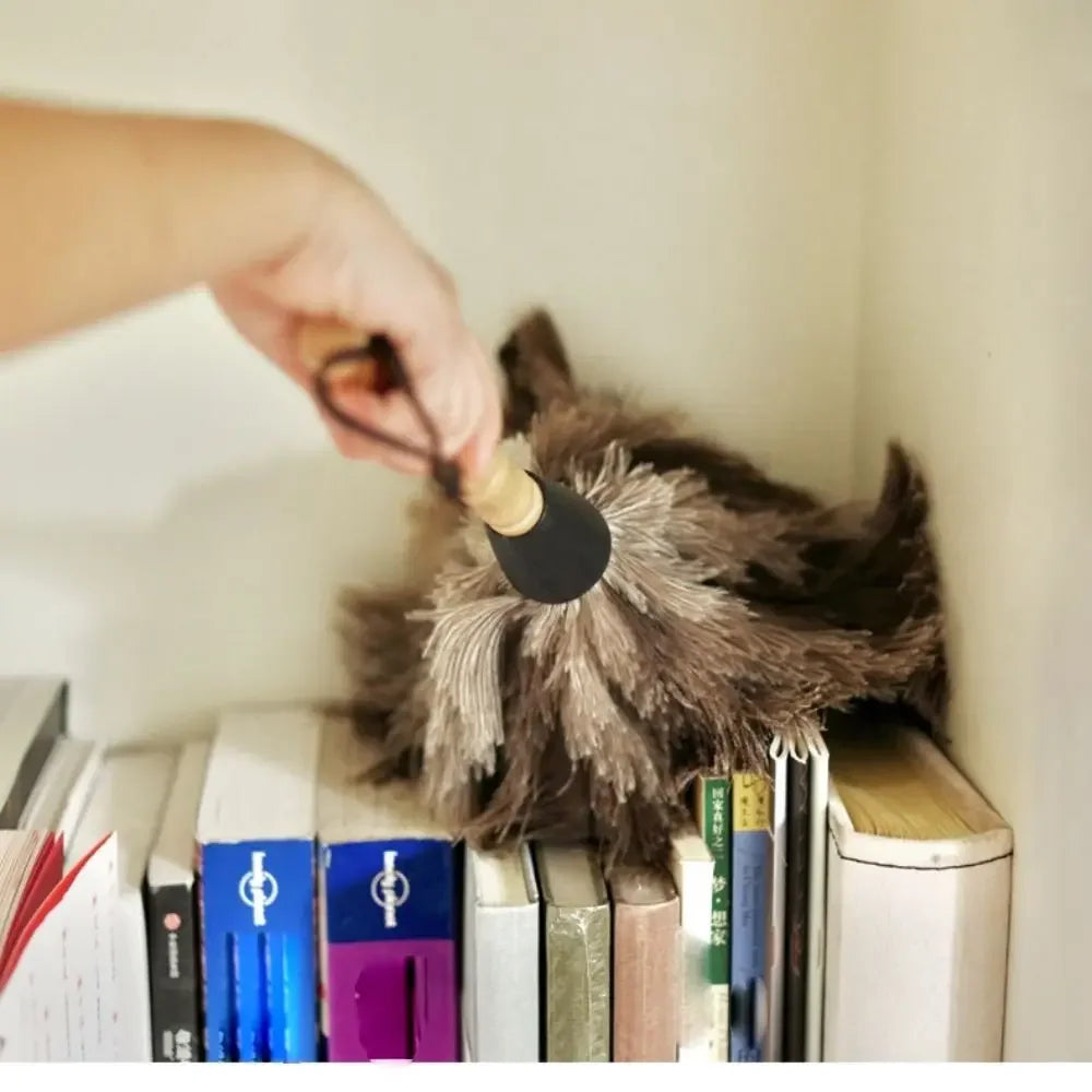 Ostrich Feather Duster Wooden Handle – Anti-Static Home Duster
