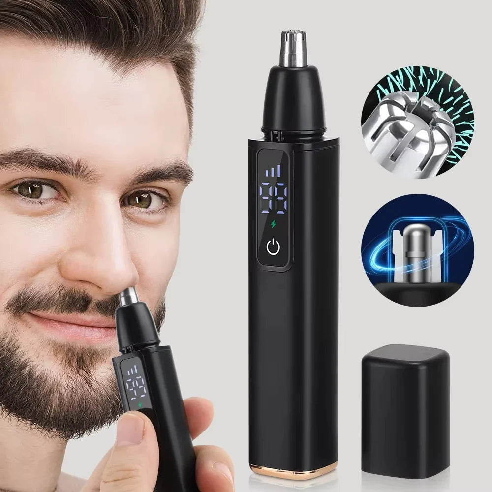 Rechargeable Nose & Facial Hair Trimmer – IPX7, USB, LED