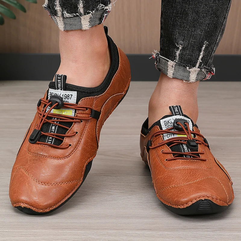 ZULIWAGN Men's Waterproof Casual Lace-Up Sneakers | Flat Shoes