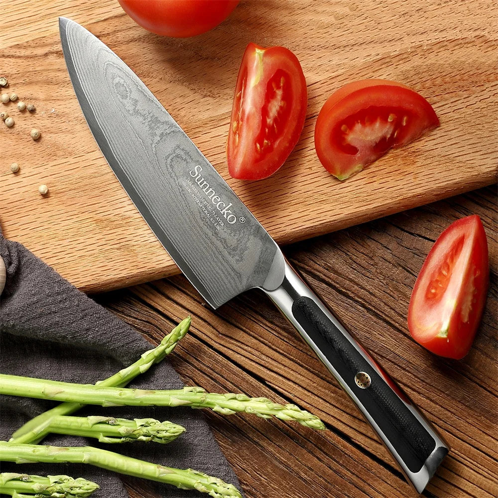 Sunnecko Damascus Steel Chef's Knife Set – VG-10 Japanese Knives