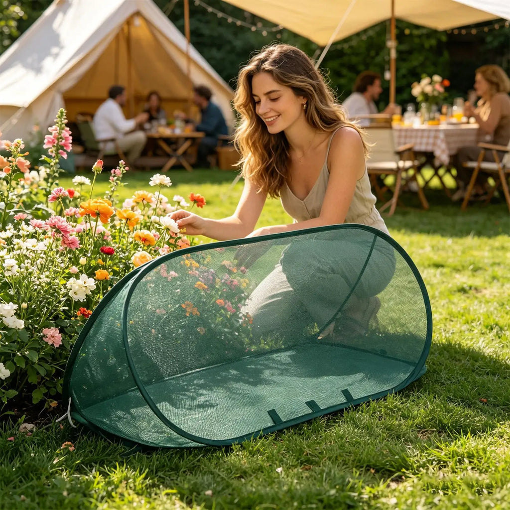 Pop-Up Garden Netting Plant Cover with 6 Stakes | Mesh Dome