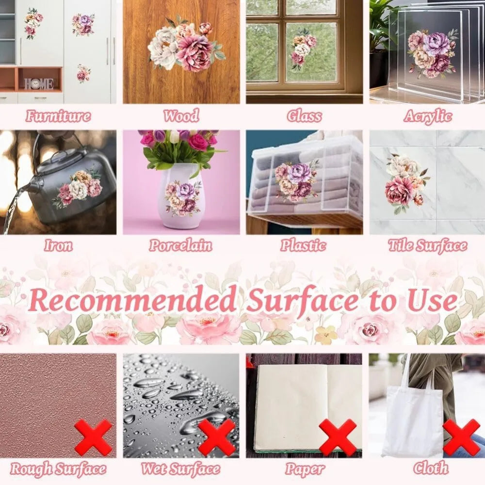 Rub-On Transfer Stickers for Furniture & Crafts – 3Pcs 6×12"
