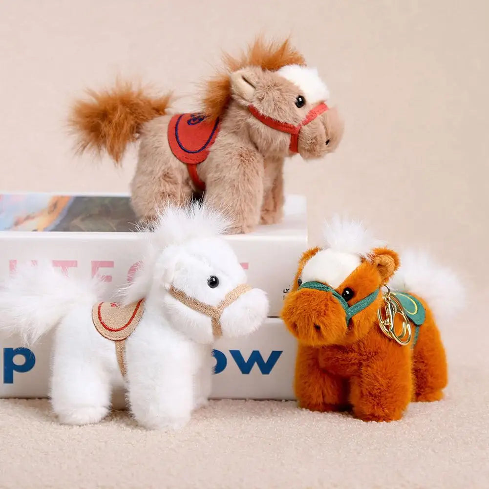 Vintage Pony Pendant Keychian Kawaii Plush Toy Soft Cartoon Animal