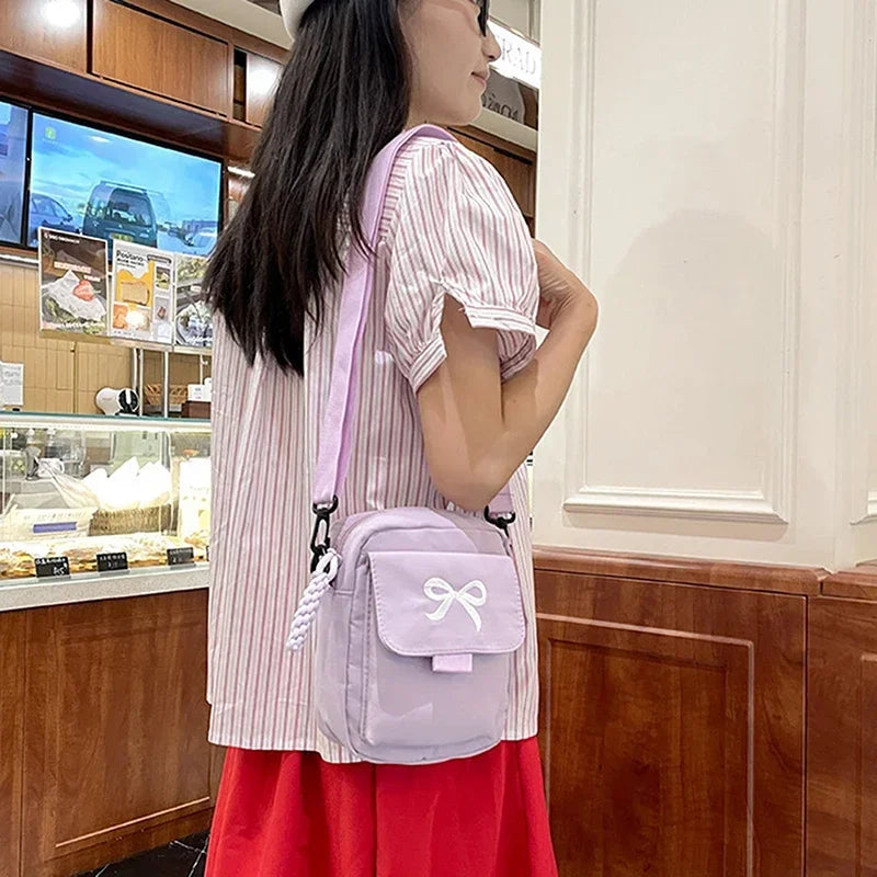 Women's Bow Crossbody Bag – Nylon Shoulder & Messenger Purse