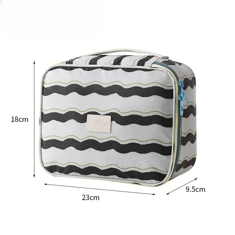 Striped Travel Storage Bag Bathroom Cosmetics Dry Wet Separation Wash