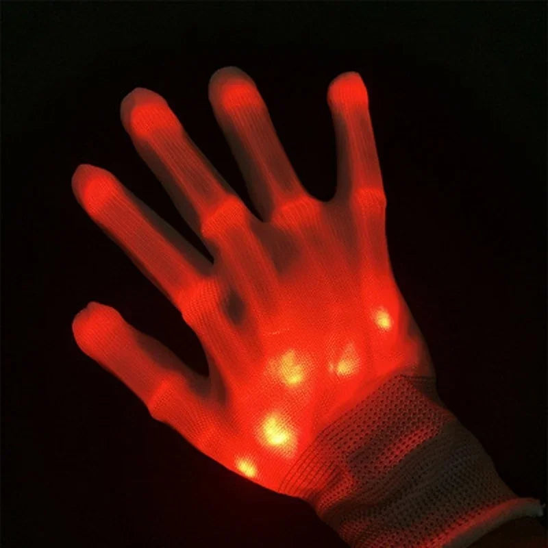 LED Light-Up Skull Gloves – Halloween Party Glow Gloves