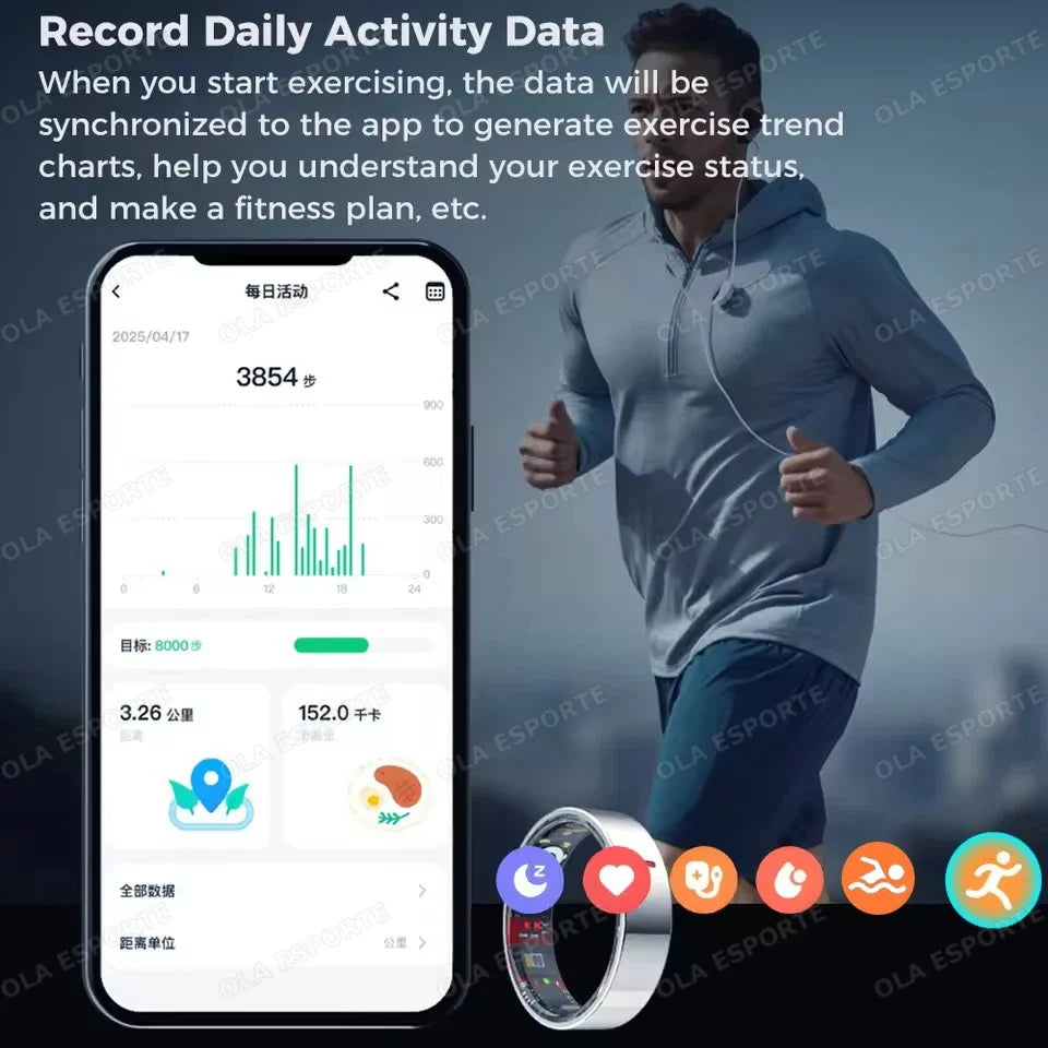 Men Women Smart Ring Health Monitoring Sport Tracker Step Count Rings