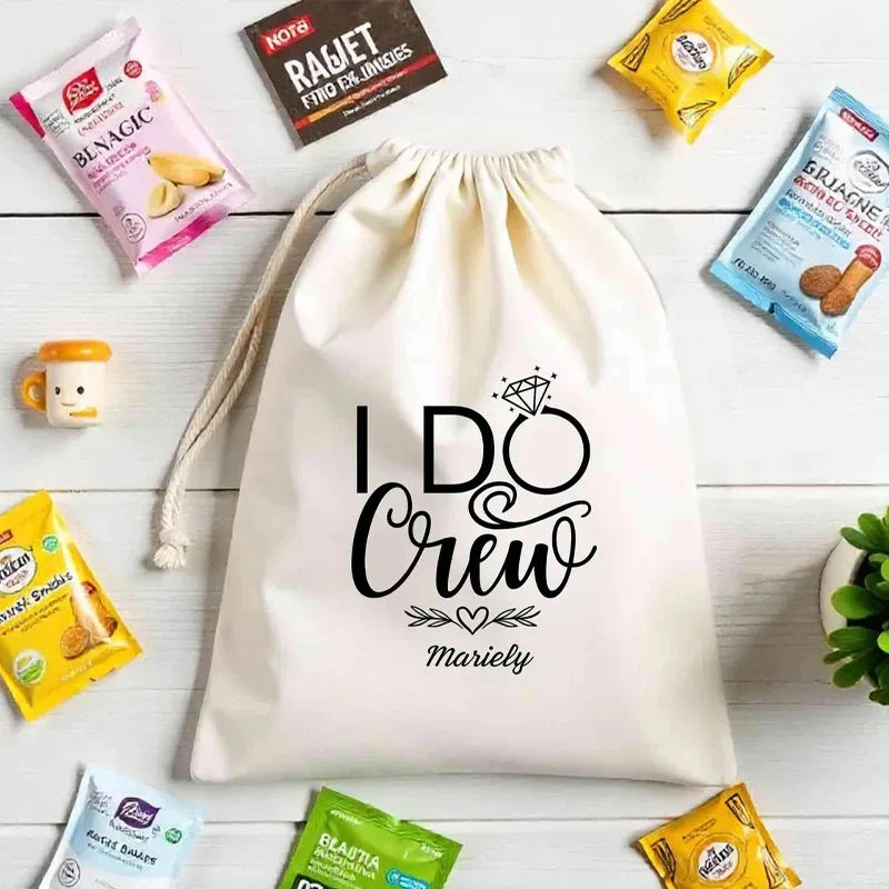 5-Pack Personalized "I Do Crew" Drawstring Bags | Bachelorette Party