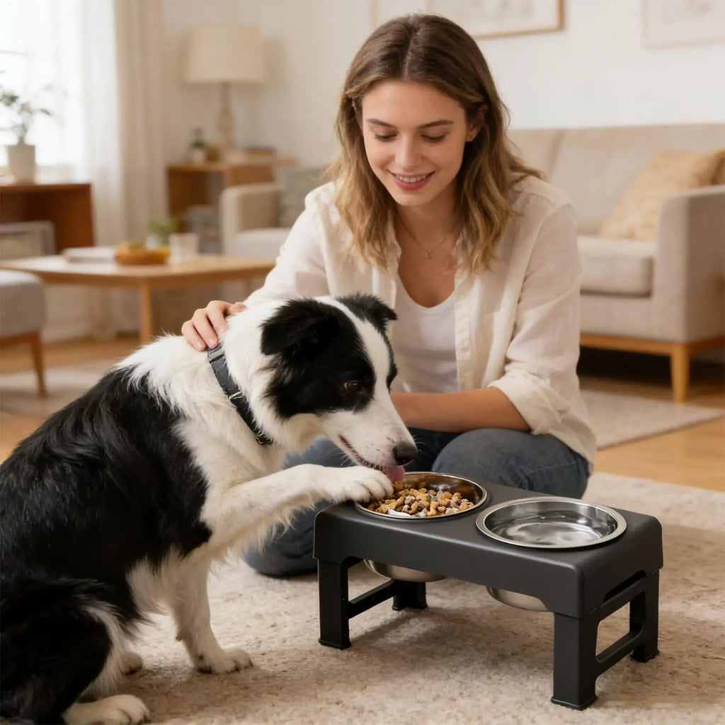 Elevated Double Pet Feeder | 3-Height Adjustable Cat & Dog Bowl