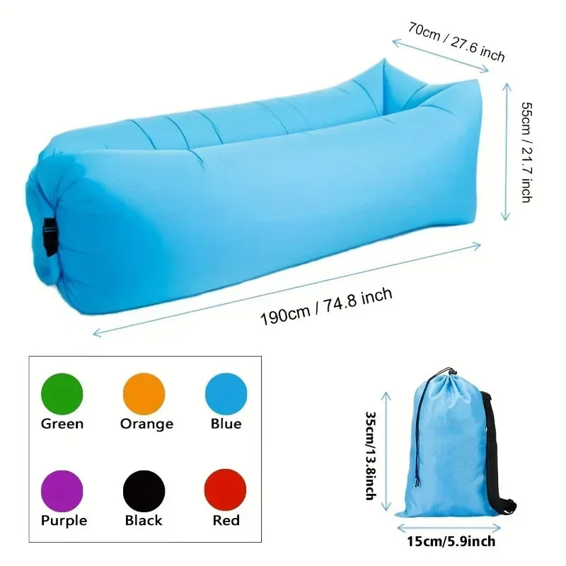 Inflatable Lounger Air Couch | Beach & Camping Chair + Bag