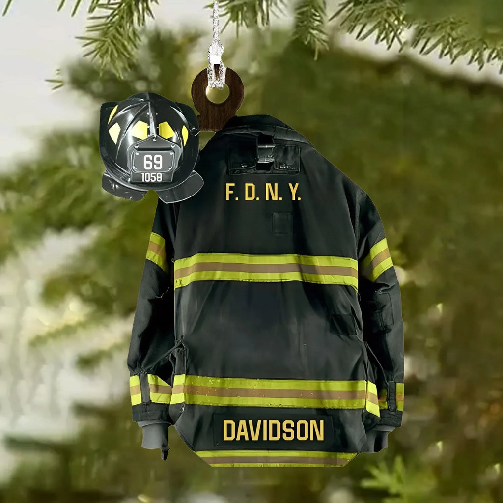 Firefighter Christmas Ornament Pendant with Lanyard | Holiday Decor