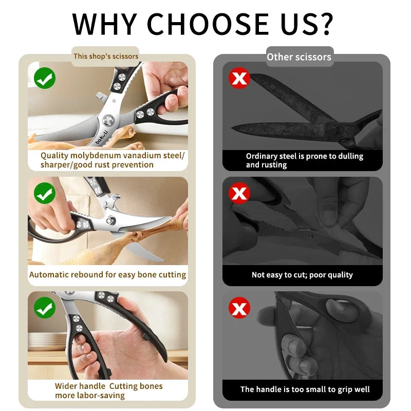 PLYS Stainless Steel Kitchen Scissors – Ergonomic Handle