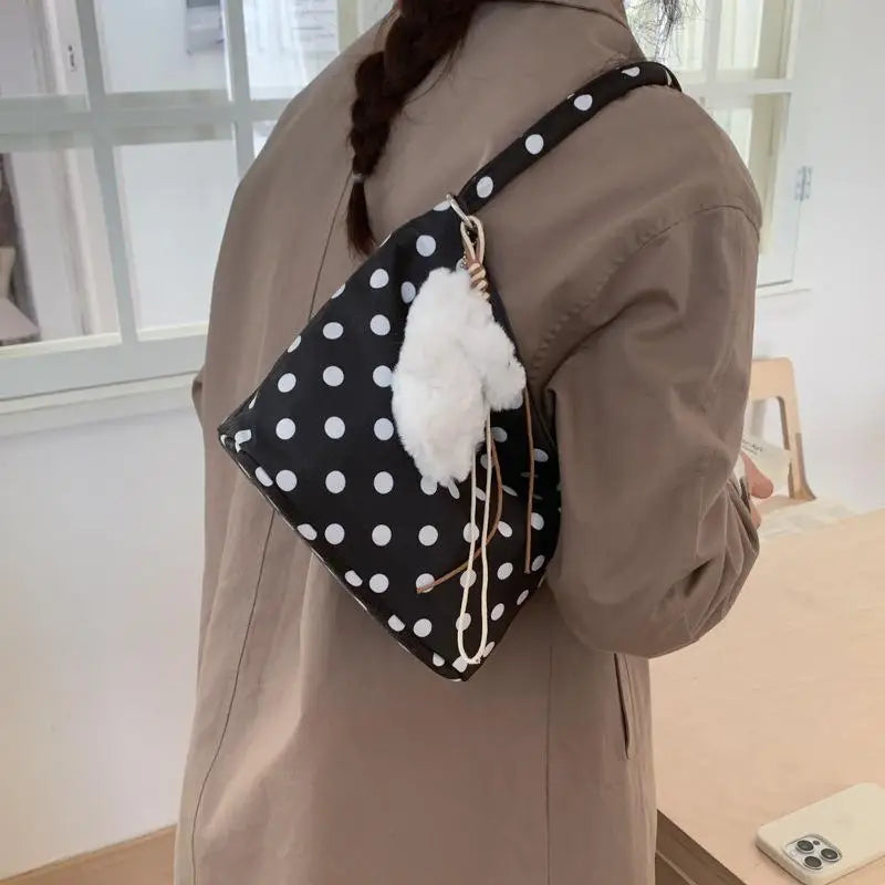 Oxford Polka Dot Tote Bag – Large Capacity Shoulder Bag Women