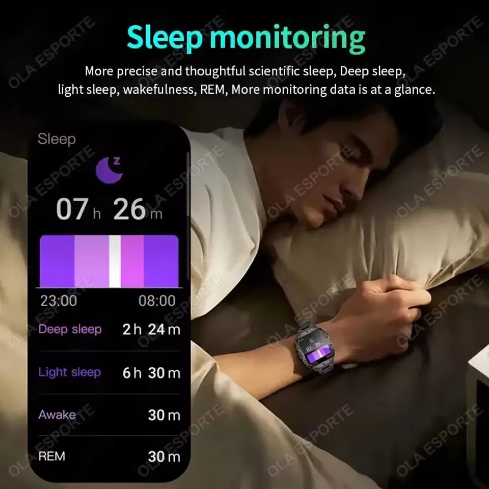 2025 Rugged Military Smart Watch Men's HD Touch Screen Voice