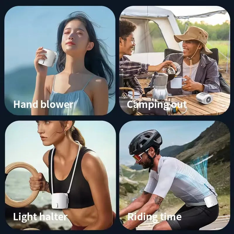 10000mAh Wearable Neck & Waist Fan | Hands-Free Cooling