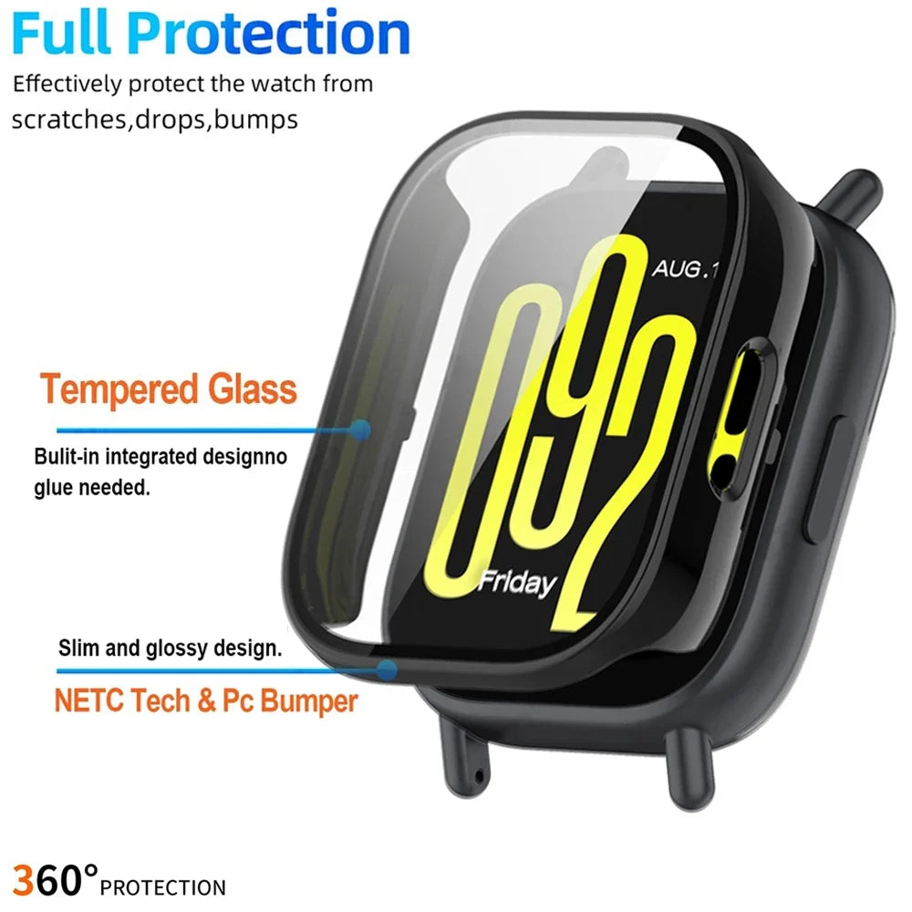 Redmi Watch 5 Active/Lite Case – Tempered Glass + PC Cover