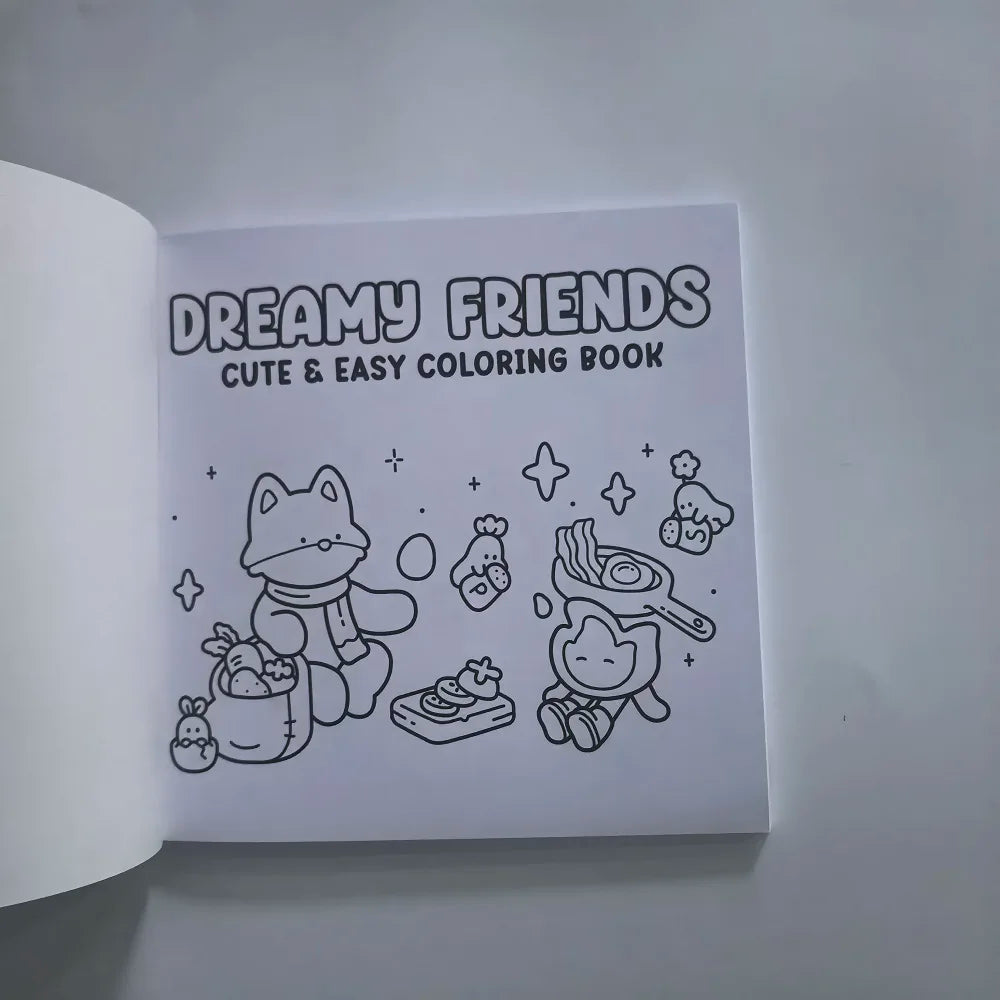 Dreamy Friends Cute Easy Coloring Book Adults Stress Relief Drawing