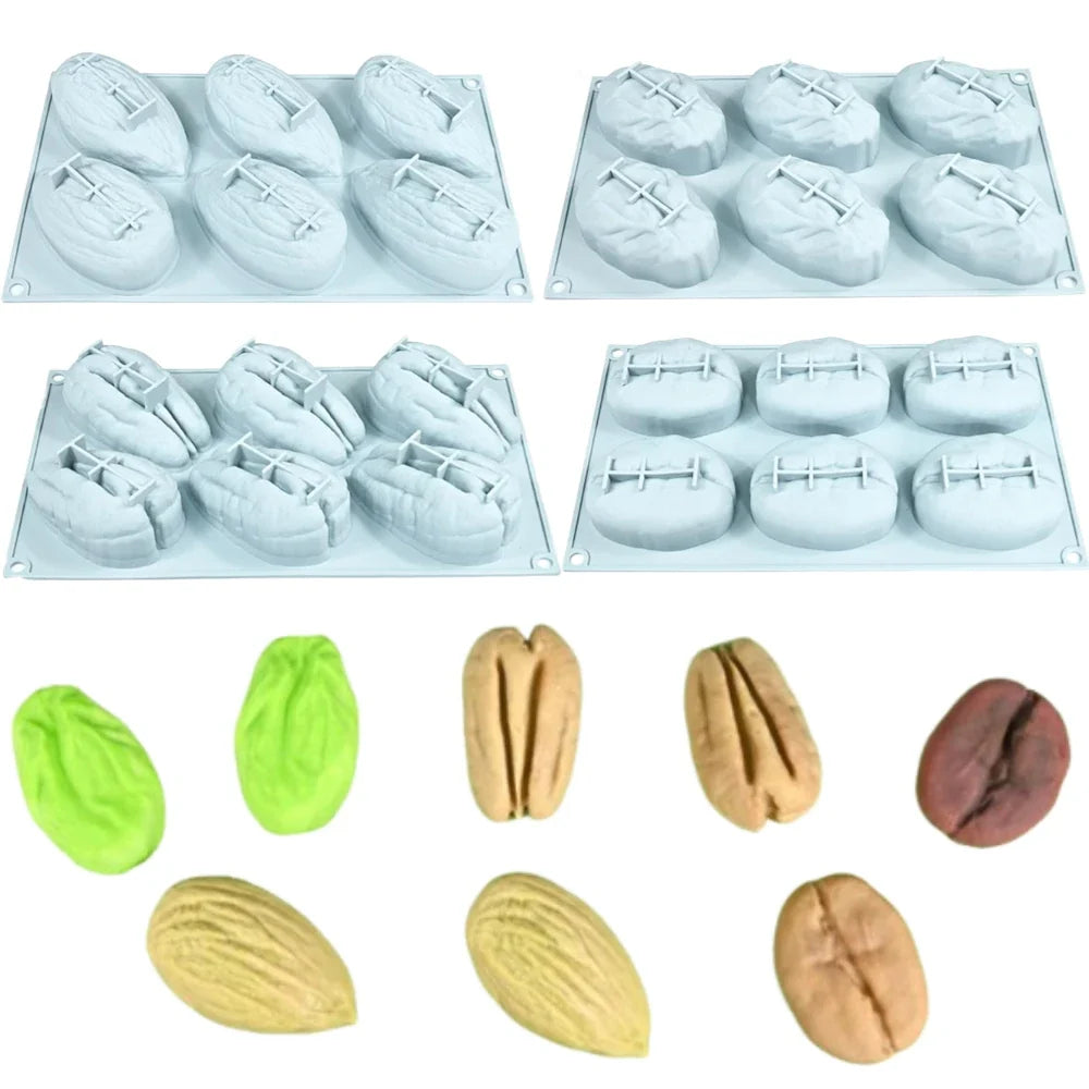 6-Cavity 3D Nut Silicone Mold – Mousse Cake & Dessert Baking