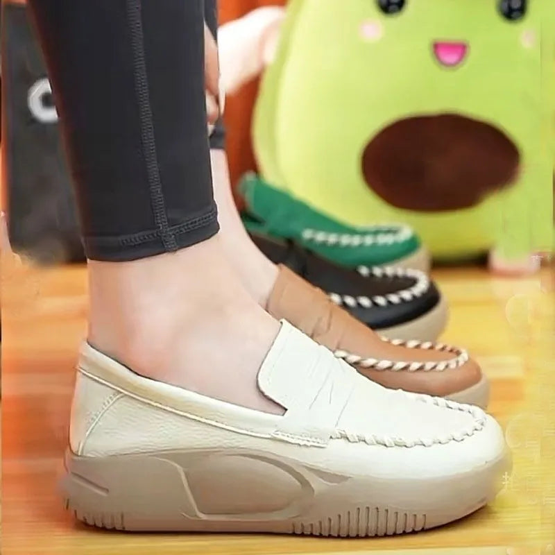 YBQJOO Women's Platform Slip-On Loafers | Soft Sole Work Shoes